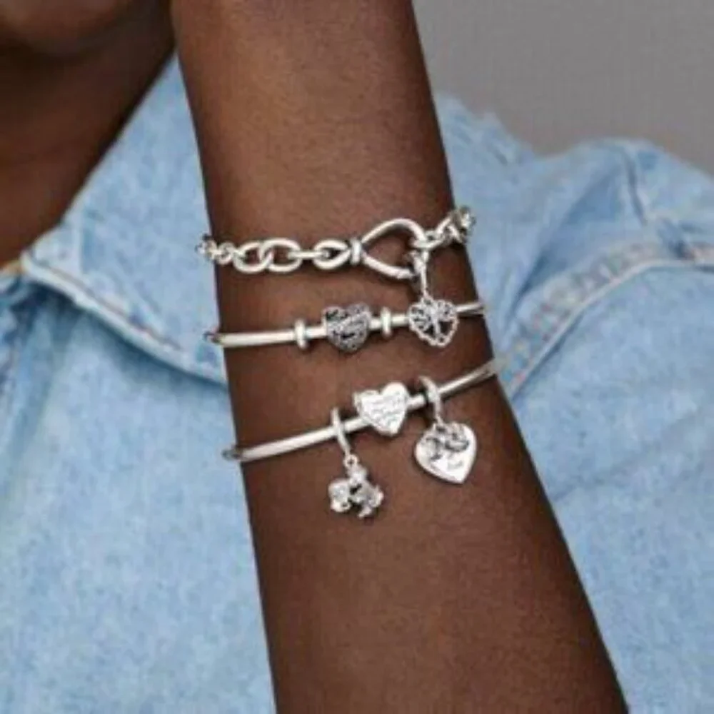 Pandora Silver Heart Charm Bracelet